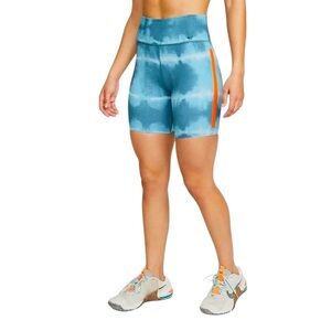 NEW Nike Women One Luxe Dri-FIT Mid-Rise Blue Training Shorts